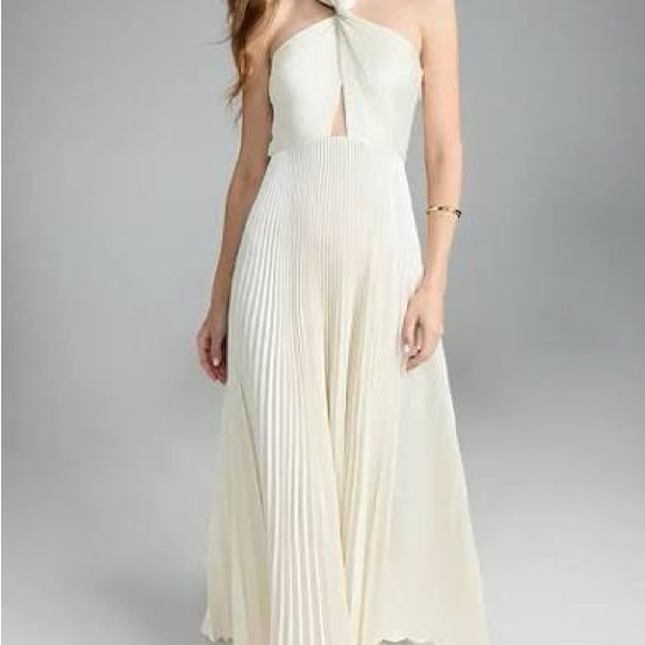 strapless open back dress Mango Ruby Red Pleated Textured Dress main image 1